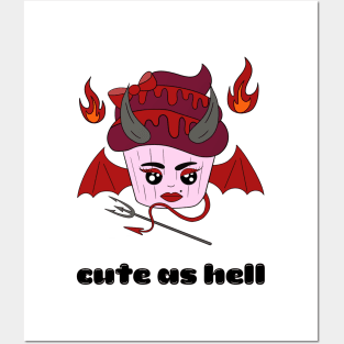 Cute and creepy Halloween devil cup cake - cute as hell Posters and Art